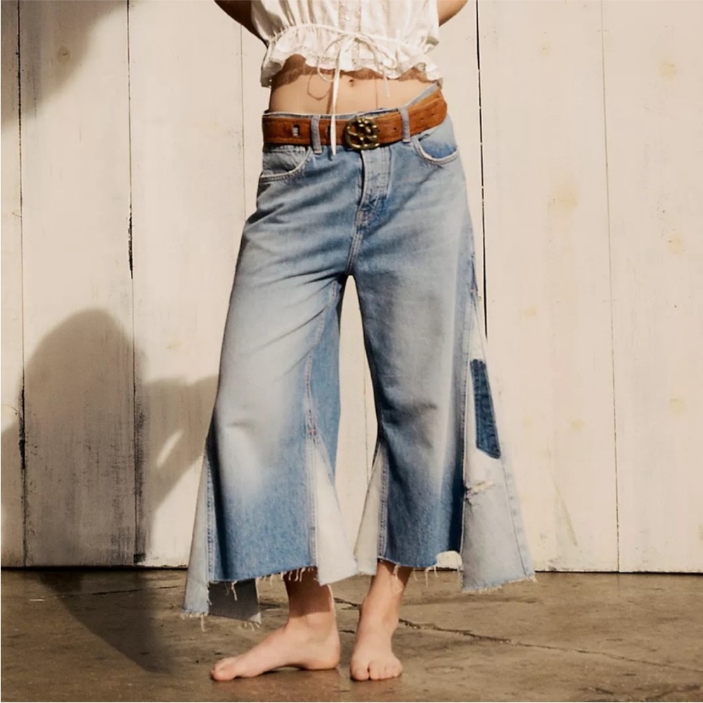 NWOT Free People We The Free Ripple Wide Leg Jeans